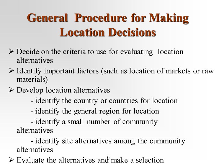 4 – Location Decisions